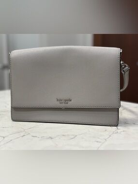 Kate Spade New York Gray Saffiano Leather Crossbody / Clutch Chain Strap